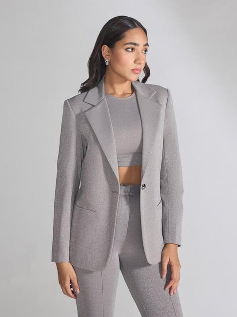 rsvp grey textured blazer