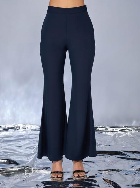 rsvp navy slim fit high rise pants