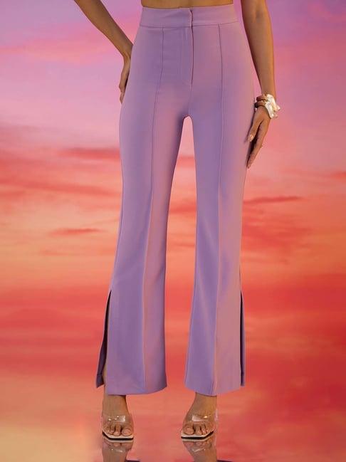rsvp purple regular fit high rise pants