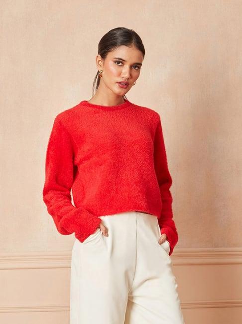 rsvp red crop sweater