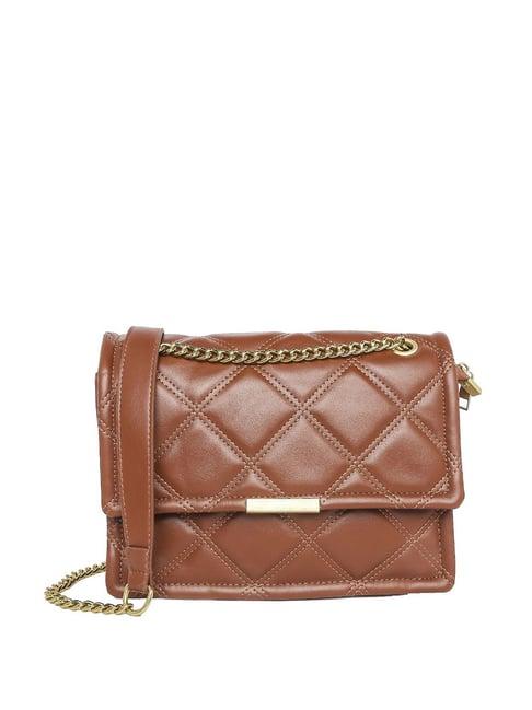 rsvp tan textured medium sling handbag