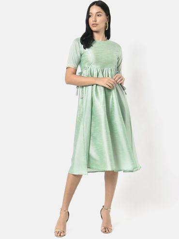 rubab green flared dress