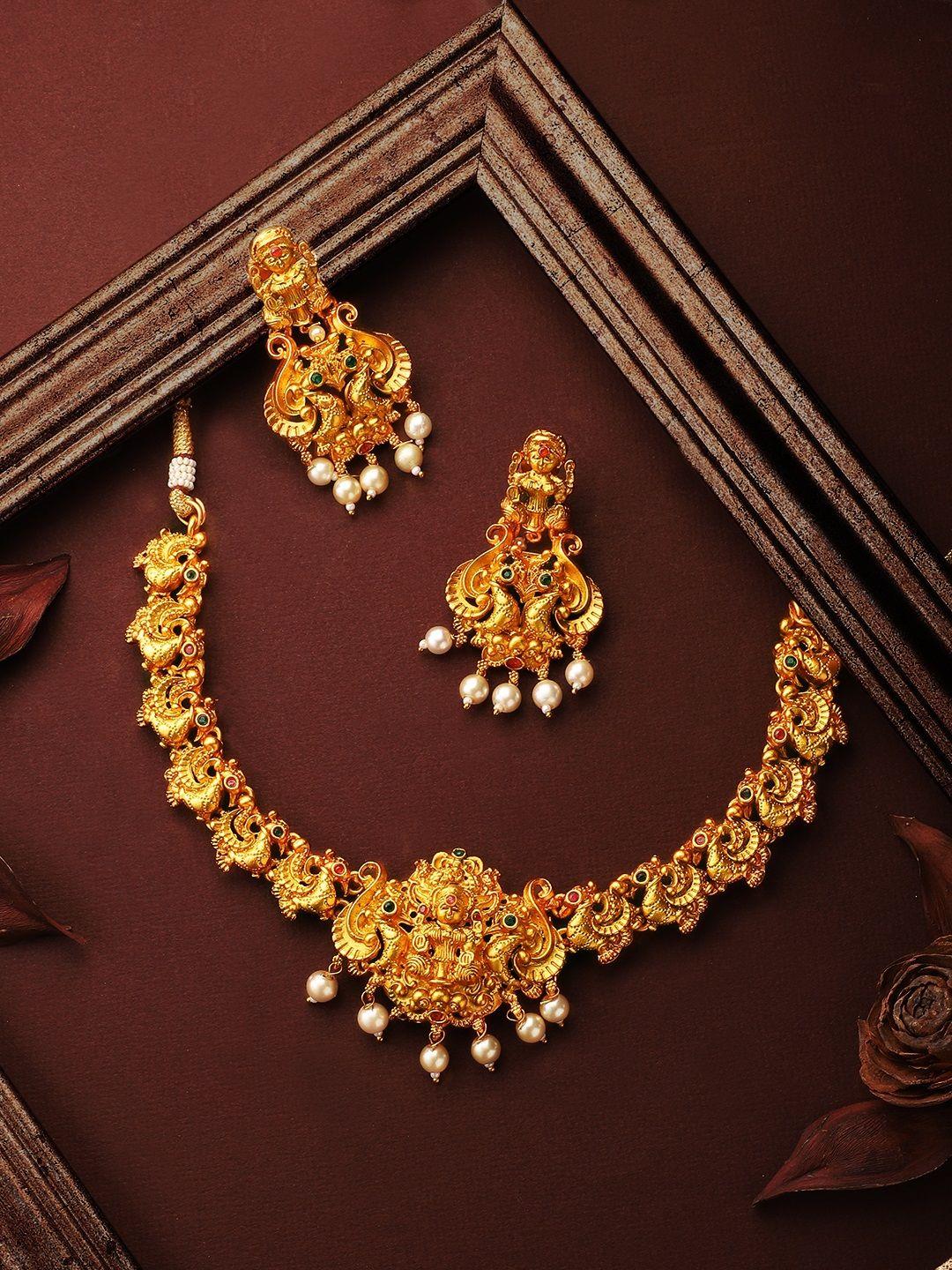 rubans 22k gold plated handcrafted traditional temple  jewellery set
