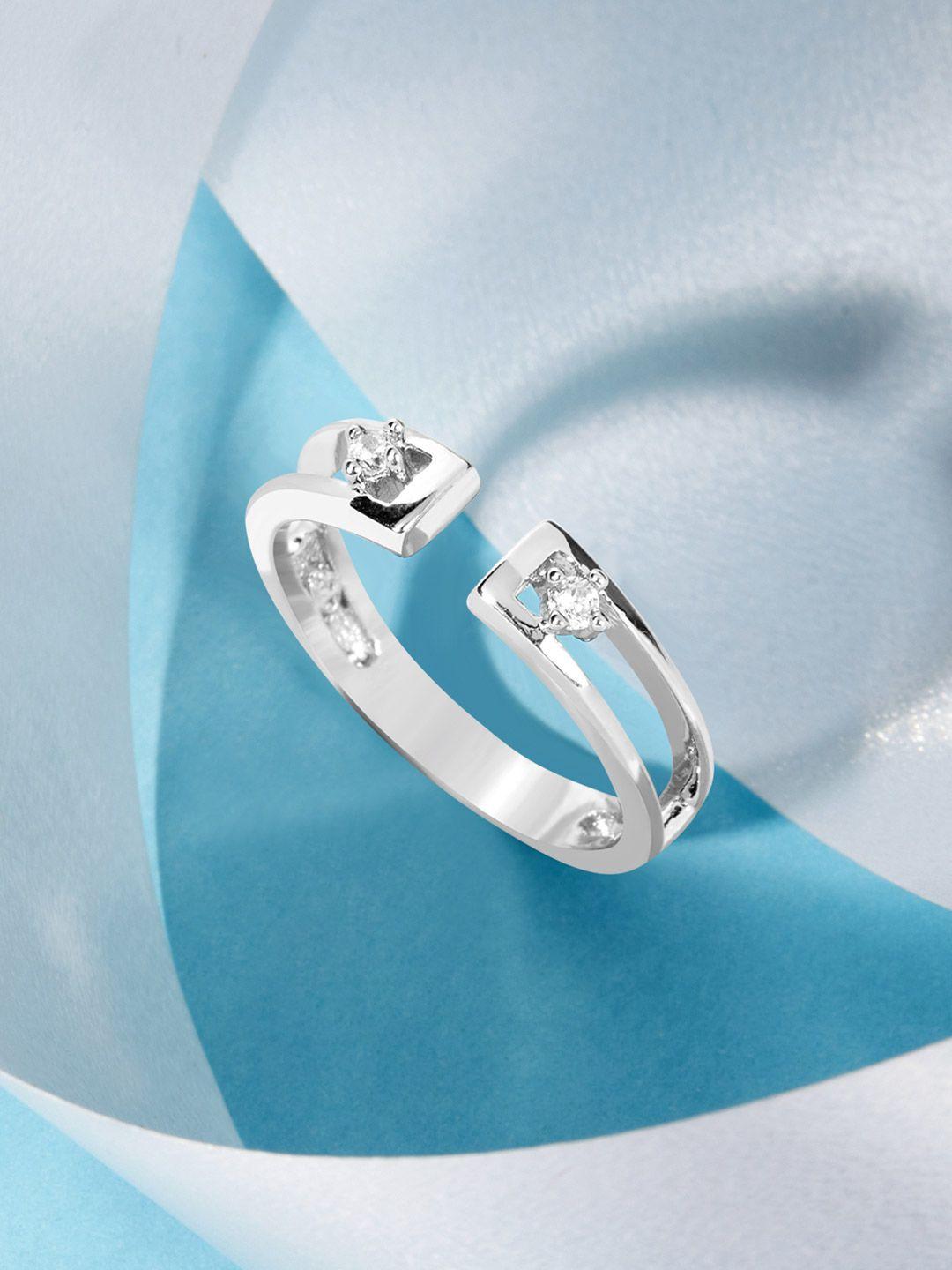 rubans 925 sterling silver enclosed zirconia elegant adjustable ring