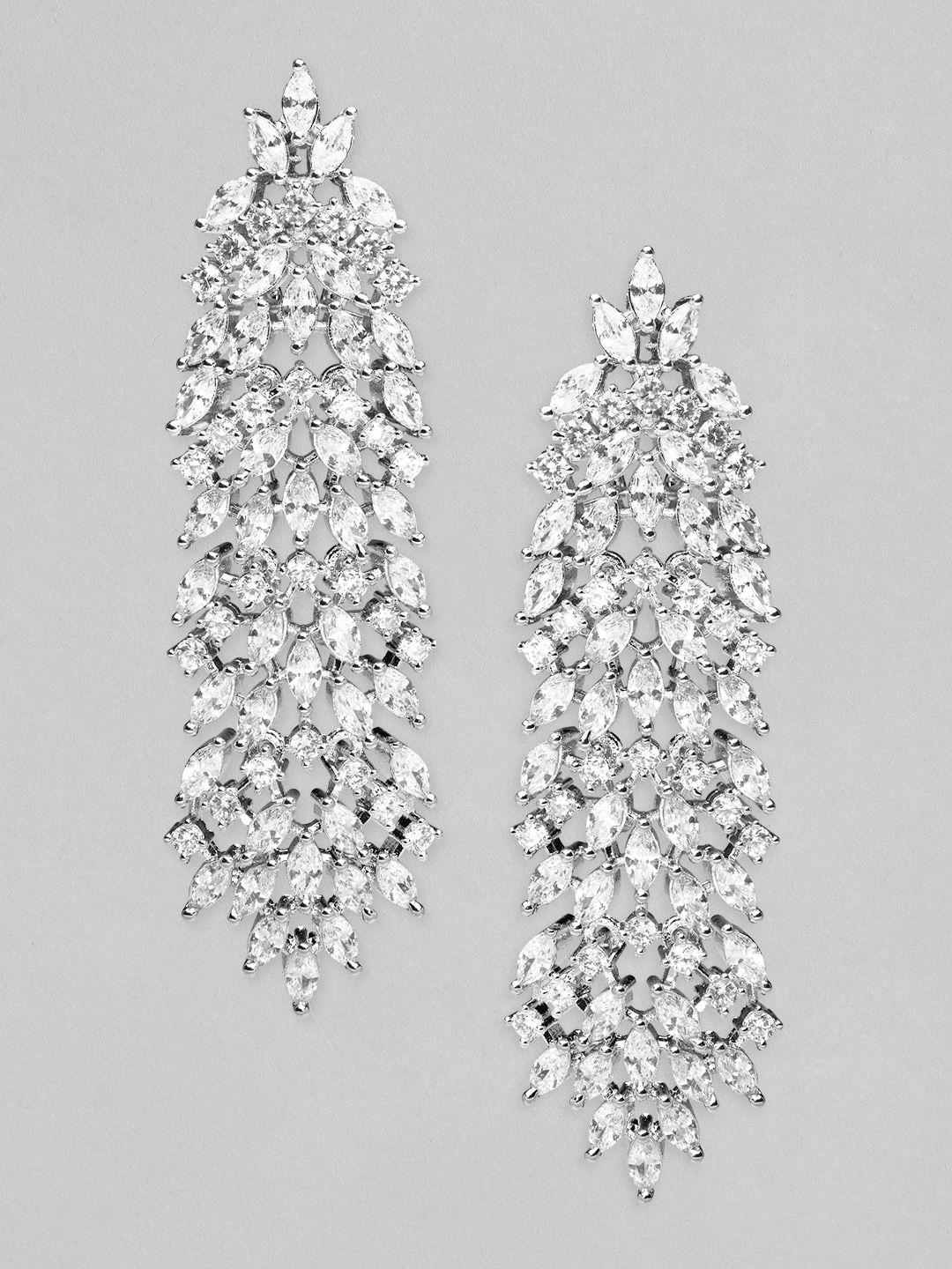 rubans silver-toned teardrop shaped drop earrings