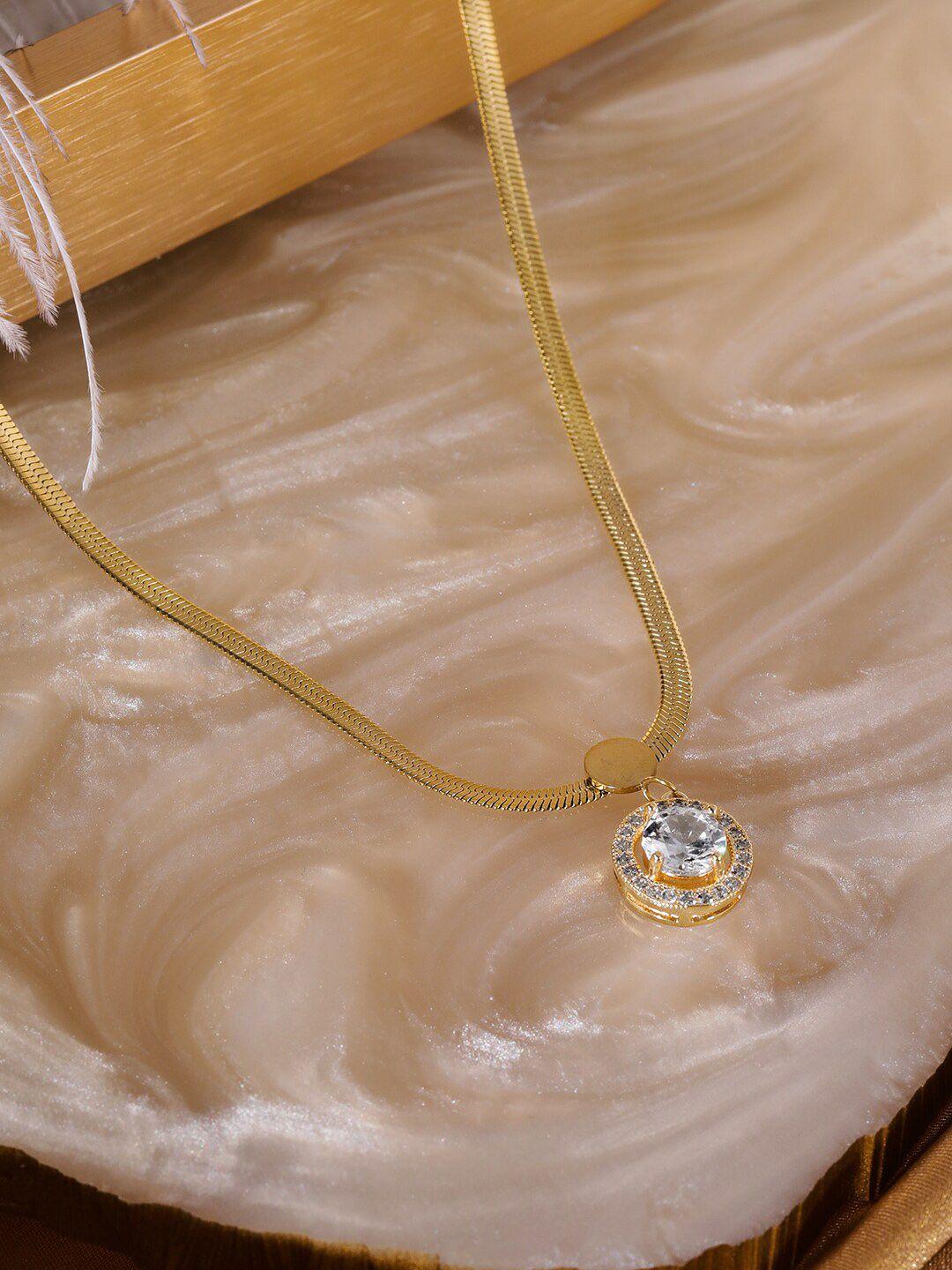 rubans voguish gilded elegance stainless gold tone pendant necklace