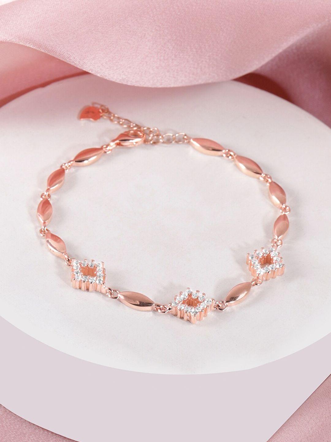 rubans 18k rose gold plated 925 sterling silver cubic zirconia link bracelet