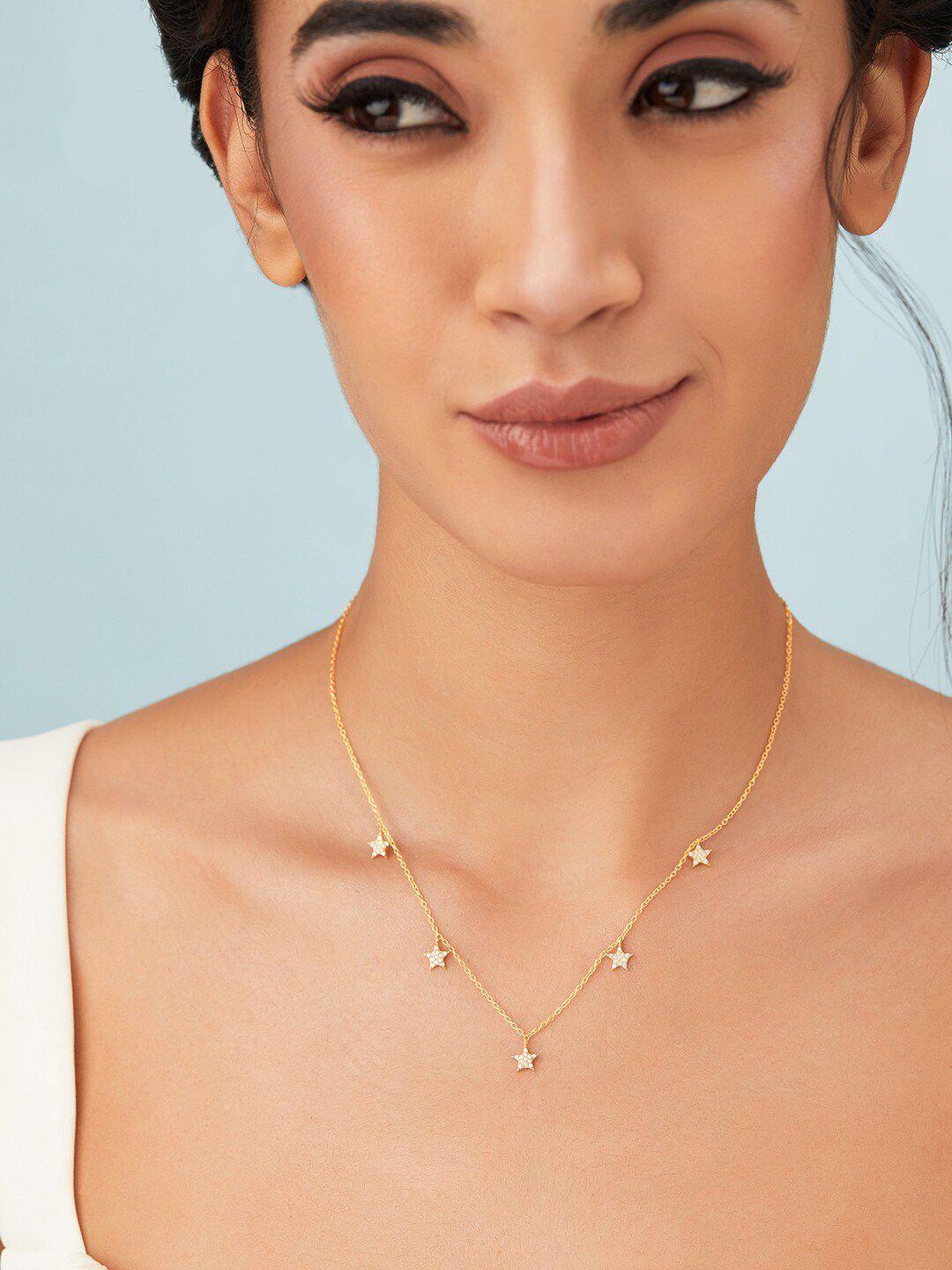 rubans 925 sterling silver gold-plated shine as a star chain style necklace