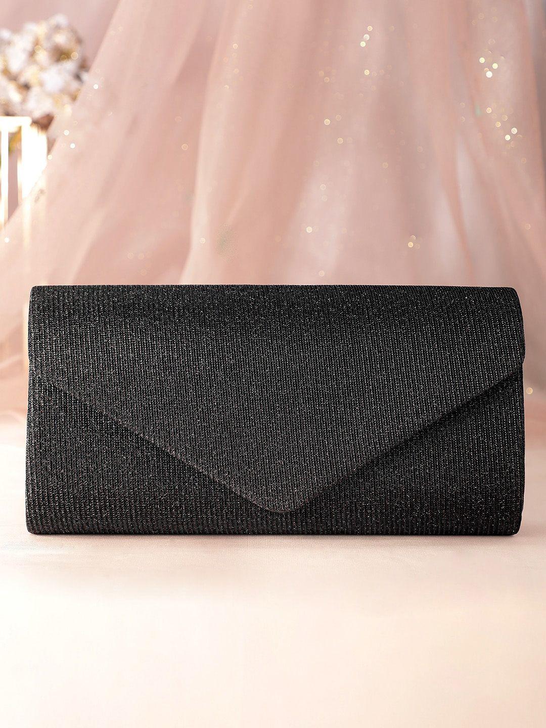 rubans black embellished structured handheld bag