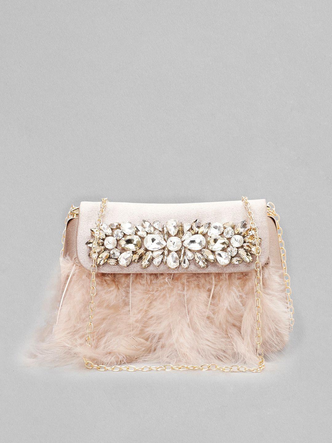 rubans embellished leather sling bag