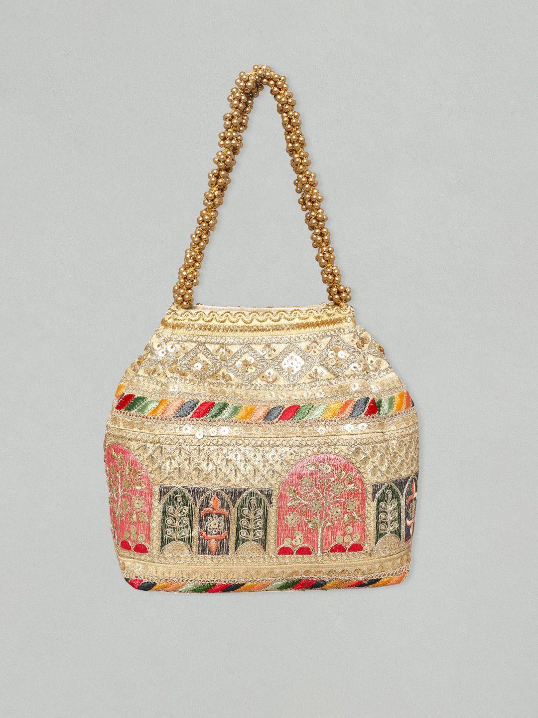 rubans embroiderd oversized structured shoulder bag
