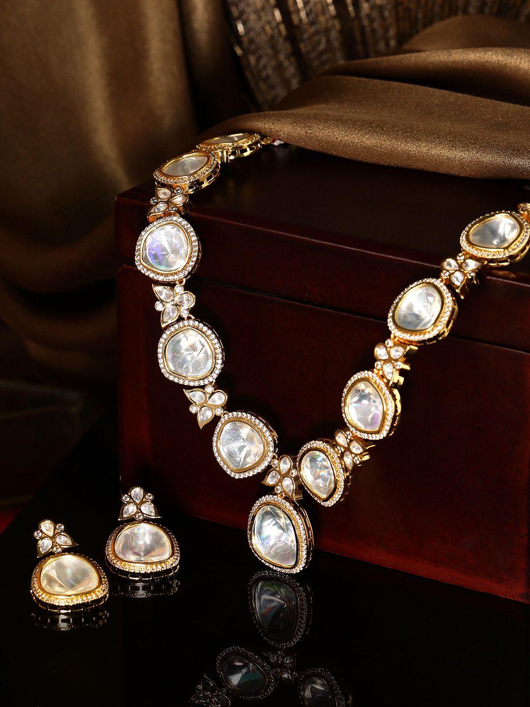 rubans gold-plated & kundan studded jewellery set