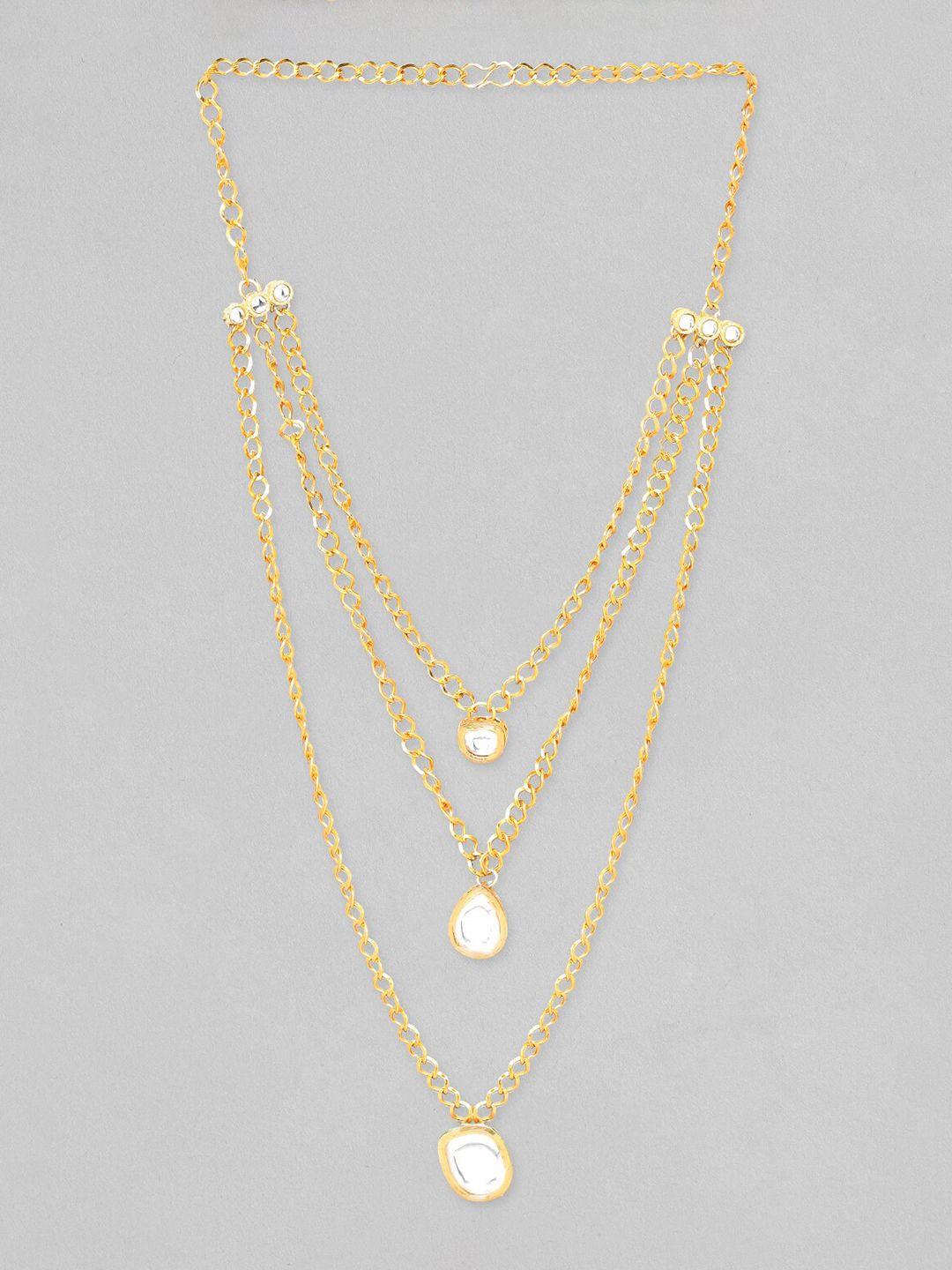 rubans gold-plated stone-studded layered necklace