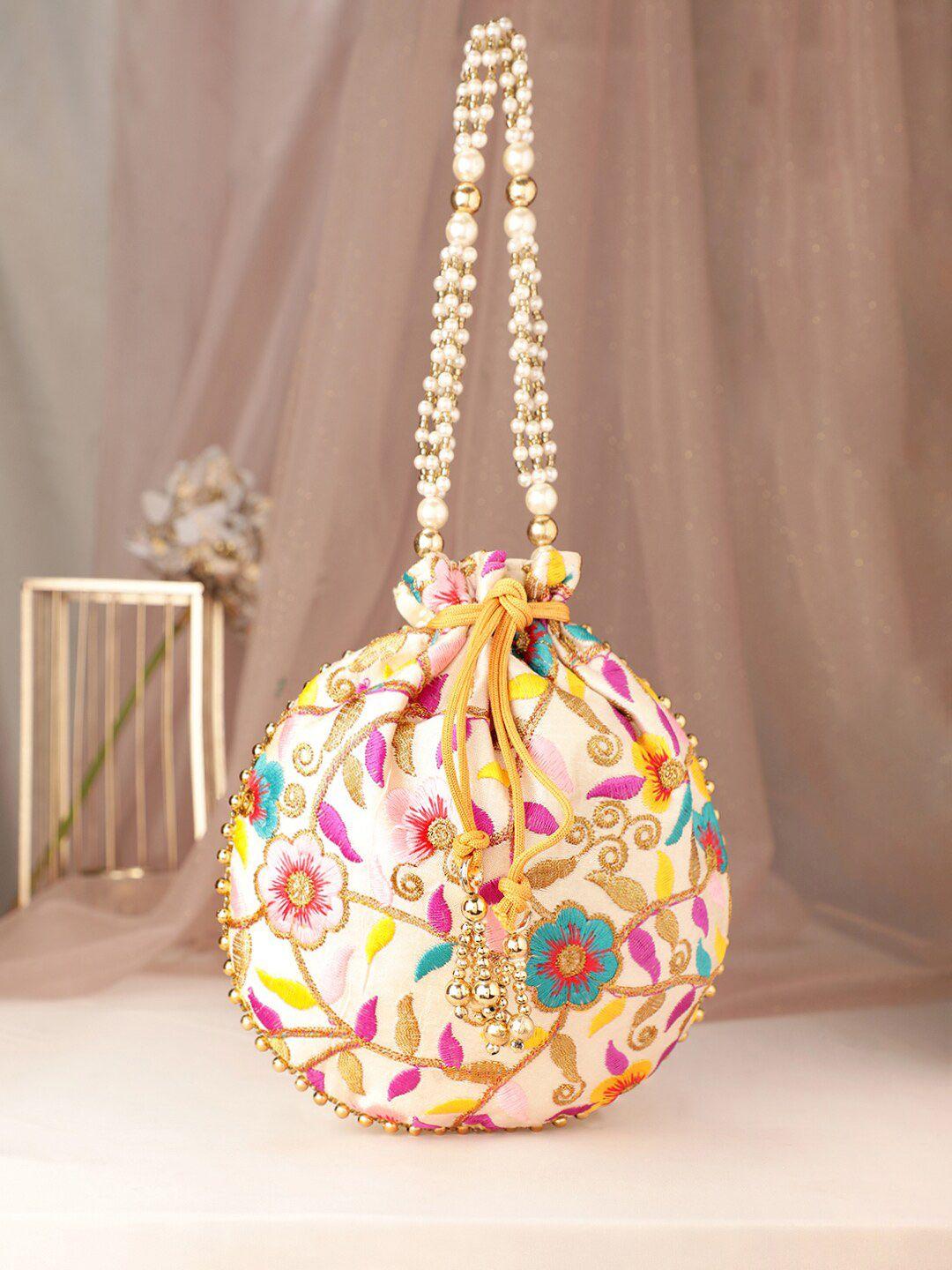 rubans gold-toned embellished structured handheld bag