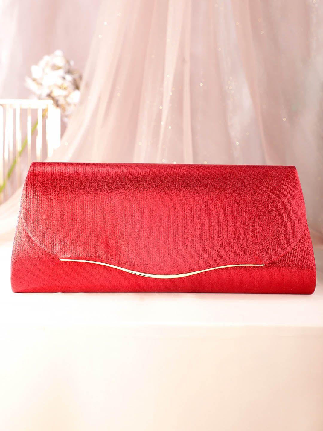 rubans red structured handheld bag