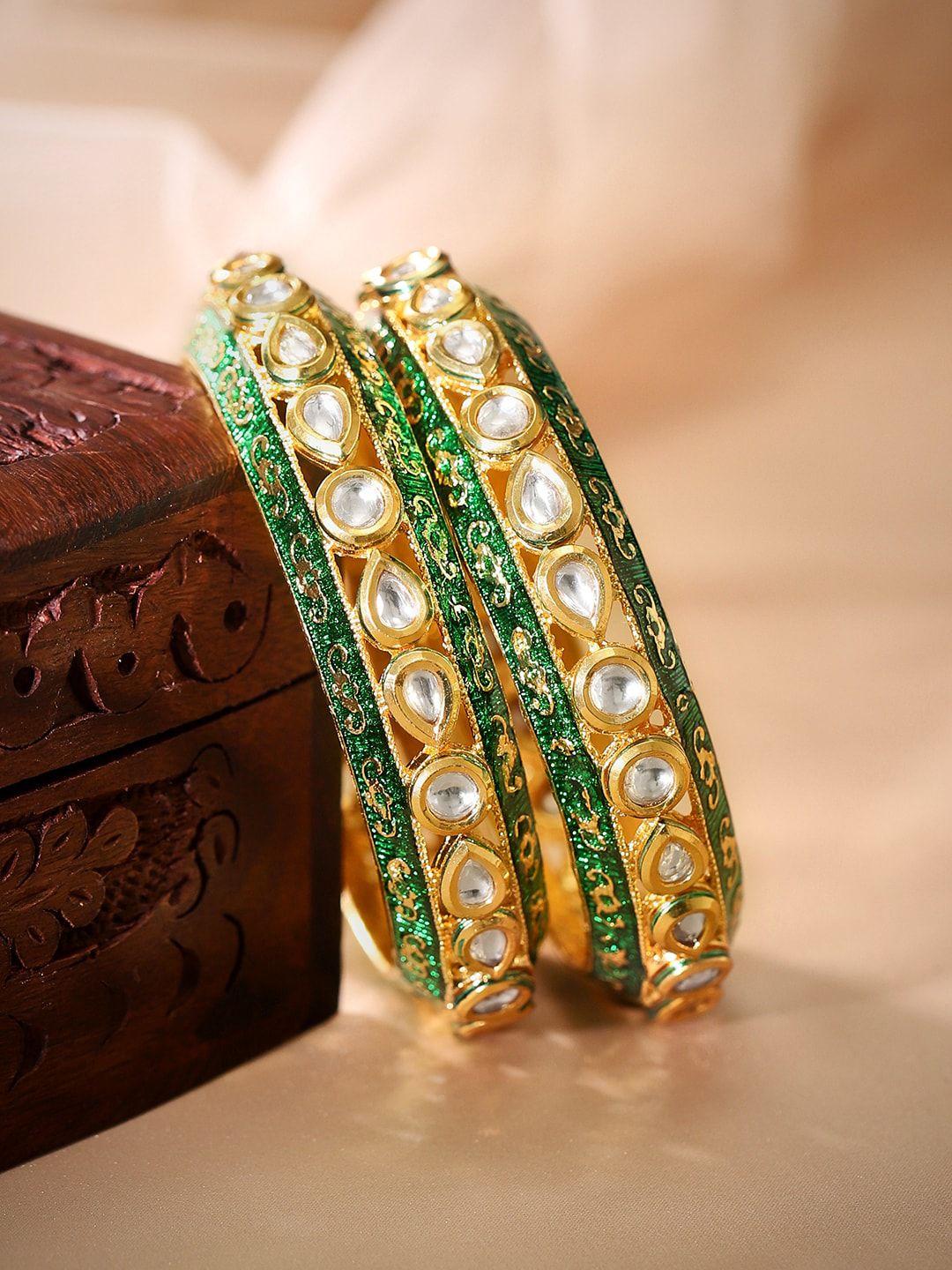 rubans set of 2 24k gold-plated kundan-studded bangles