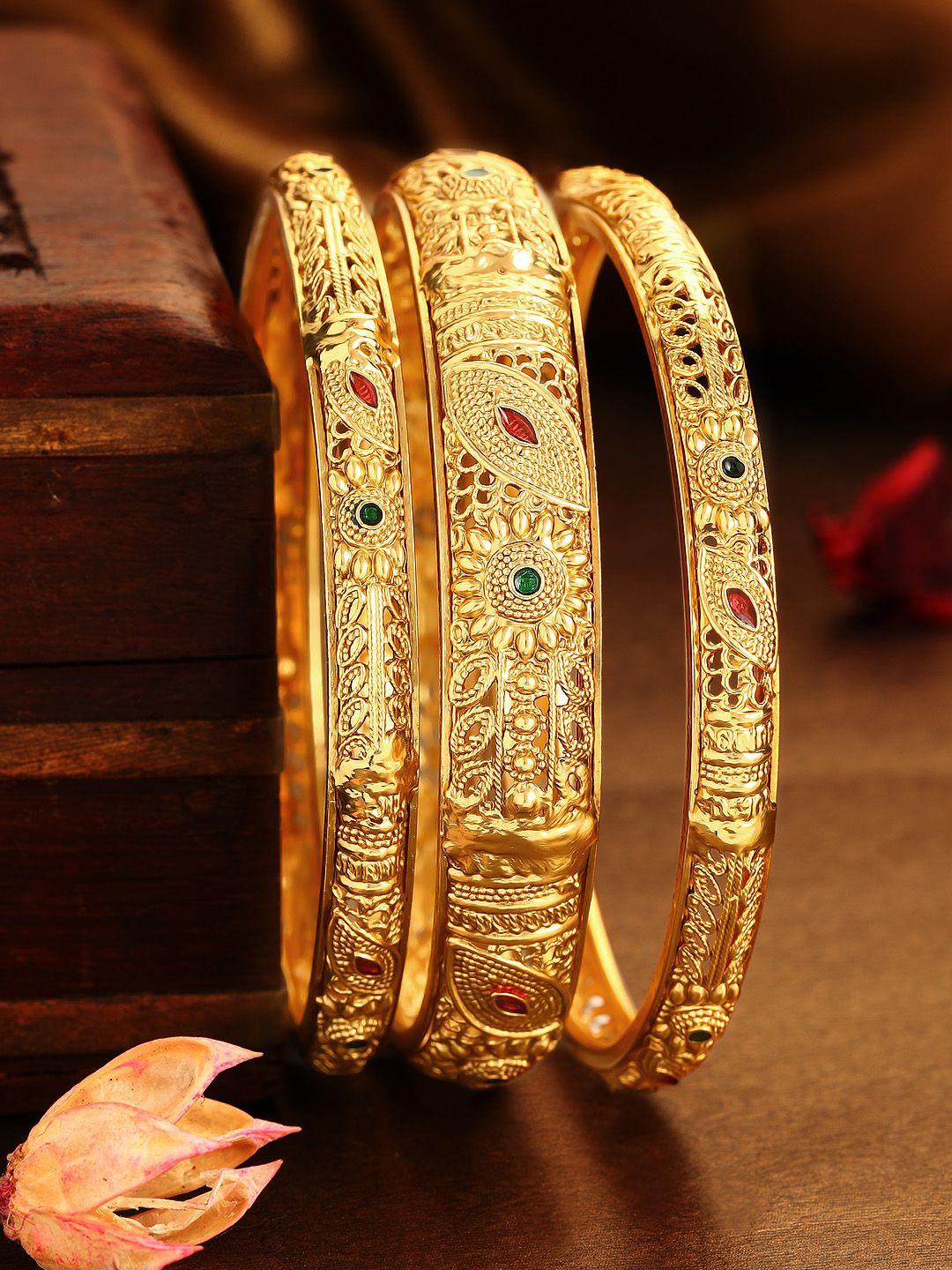 rubans set of 3 22k gold-plated handcrafted bangles