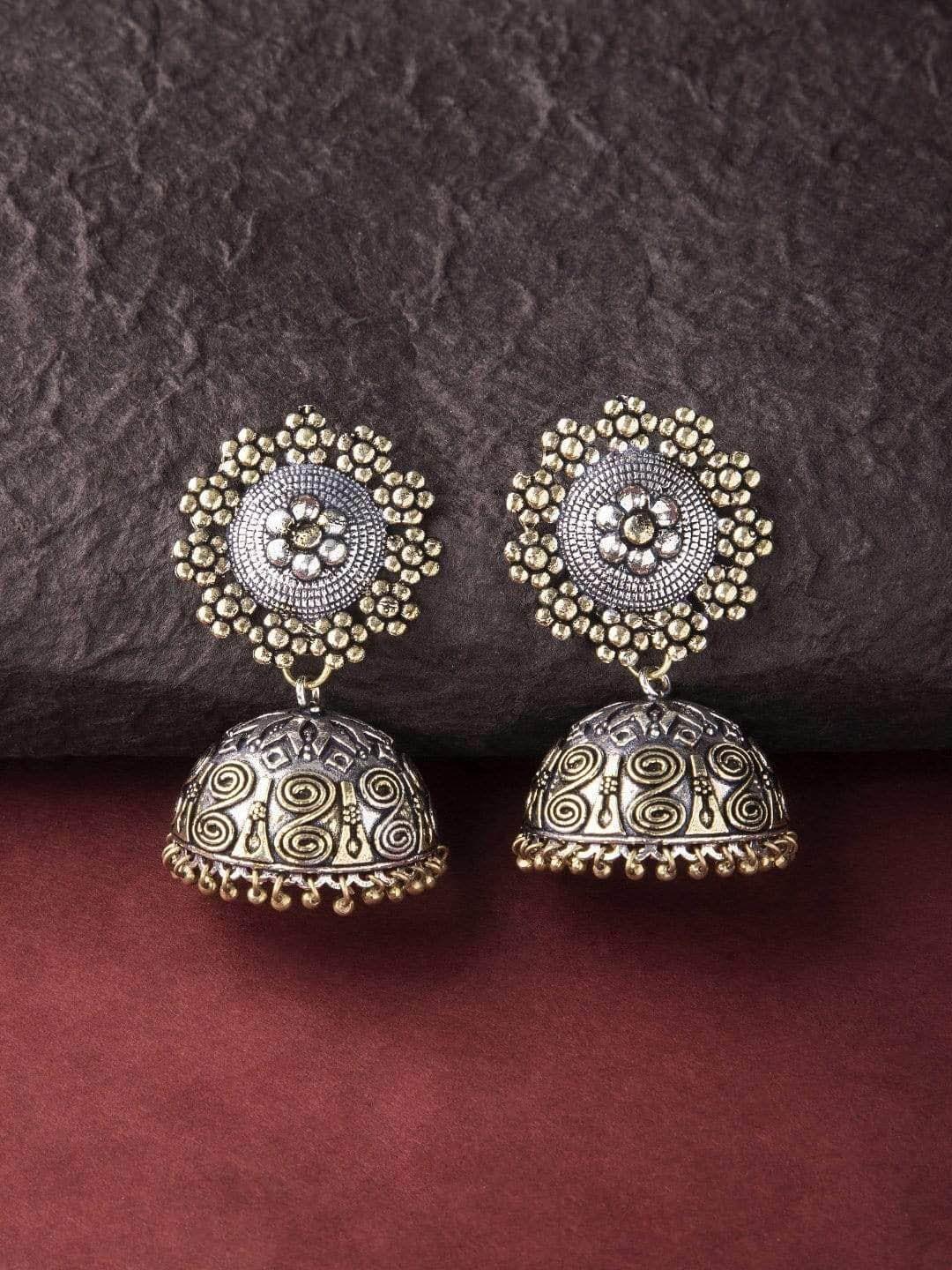 rubans silver contemporary jhumkas earrings