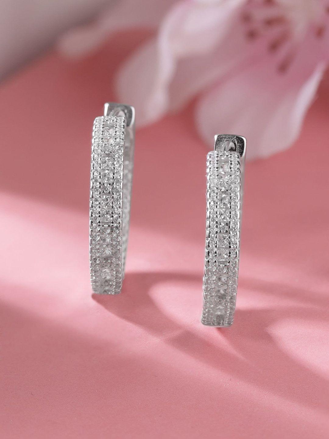 rubans silver silver-plated geometric hoop earrings