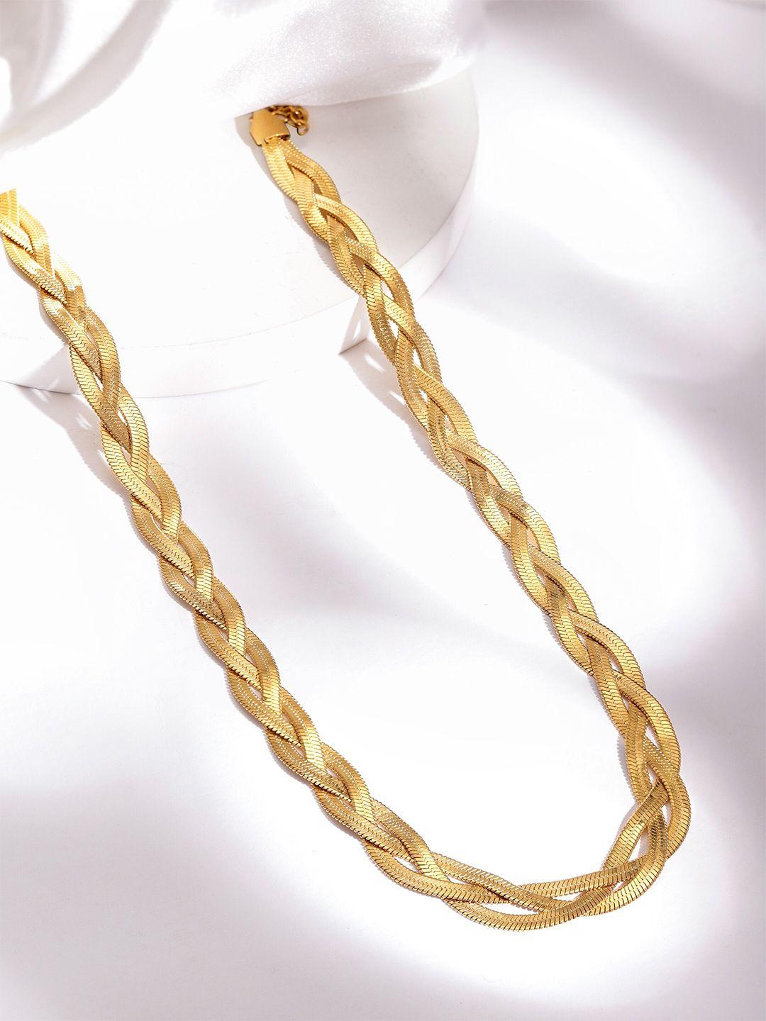 rubans voguish 22k gold plated braided snake chain necklace