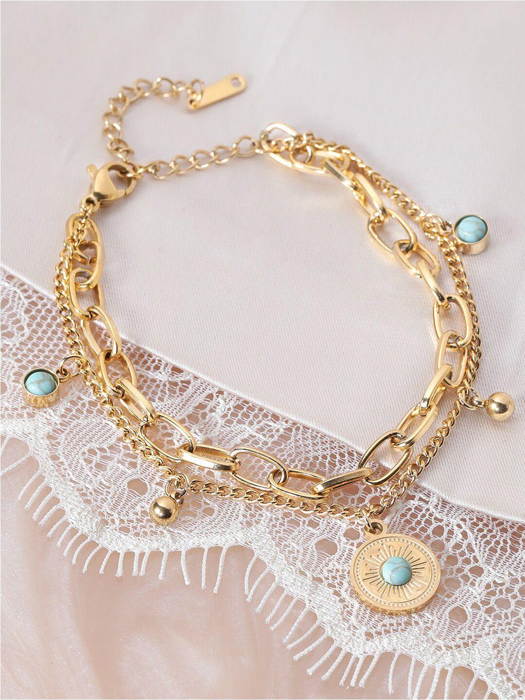 rubans voguish 22k gold plated waterproof link chain tarnish free bracelet