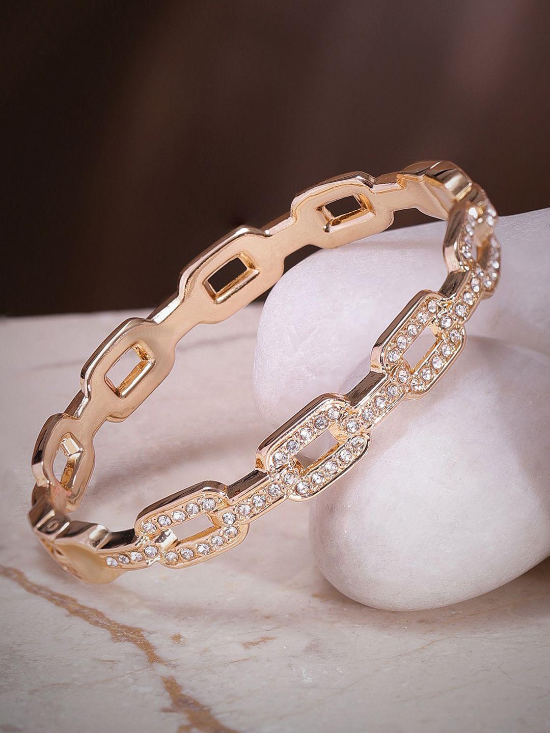 rubans voguish women gold-plated cubic zirconia bangle-style bracelet