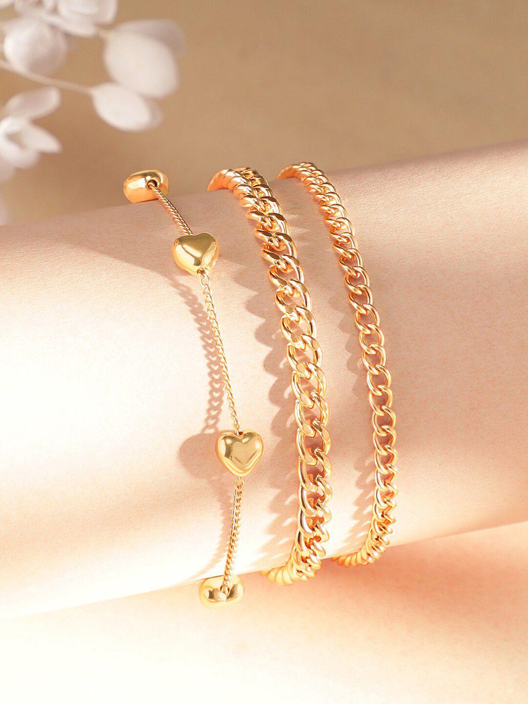 rubans voguish women gold-toned & gunmetal-toned brass handcrafted gold-plated bangle-style bracelet