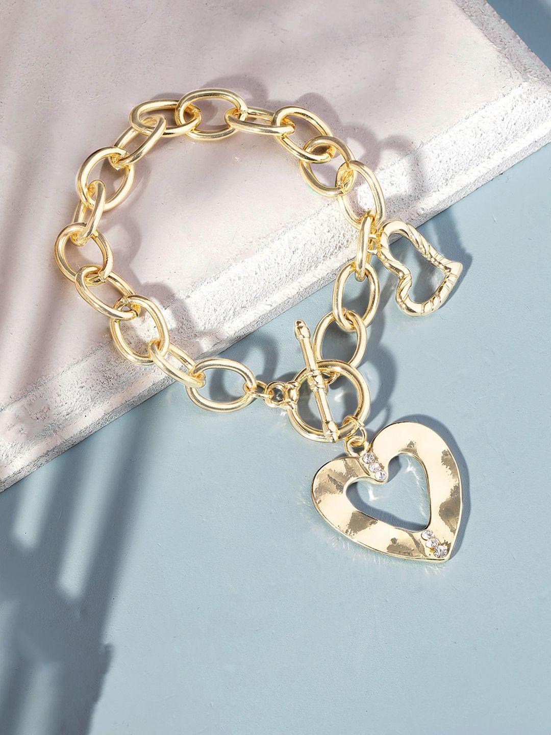 rubans voguish women gold-toned & white gold-plated charm bracelet