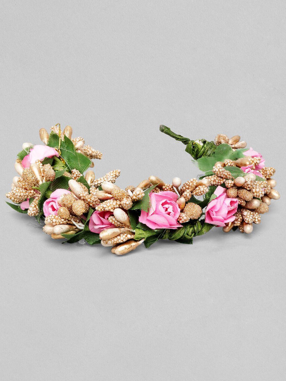 rubans women pink & gold-toned floral hair accessory