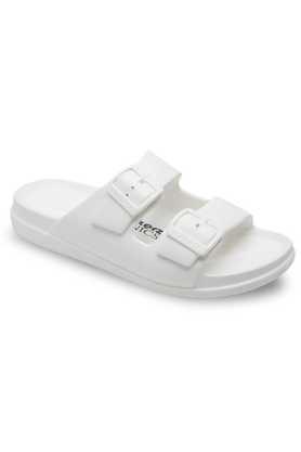 rubber slipon women's casual slides - white