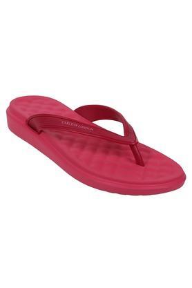 rubber slipon women's casual wear flip flops - fuchsia