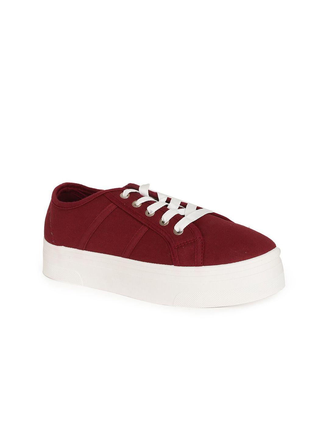 rubi women maroon printed synthetic lace-ups sneakers