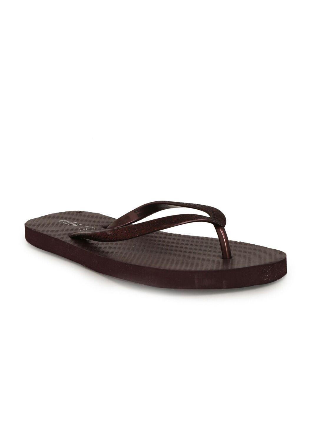 rubi women brown rubber thong flip-flops