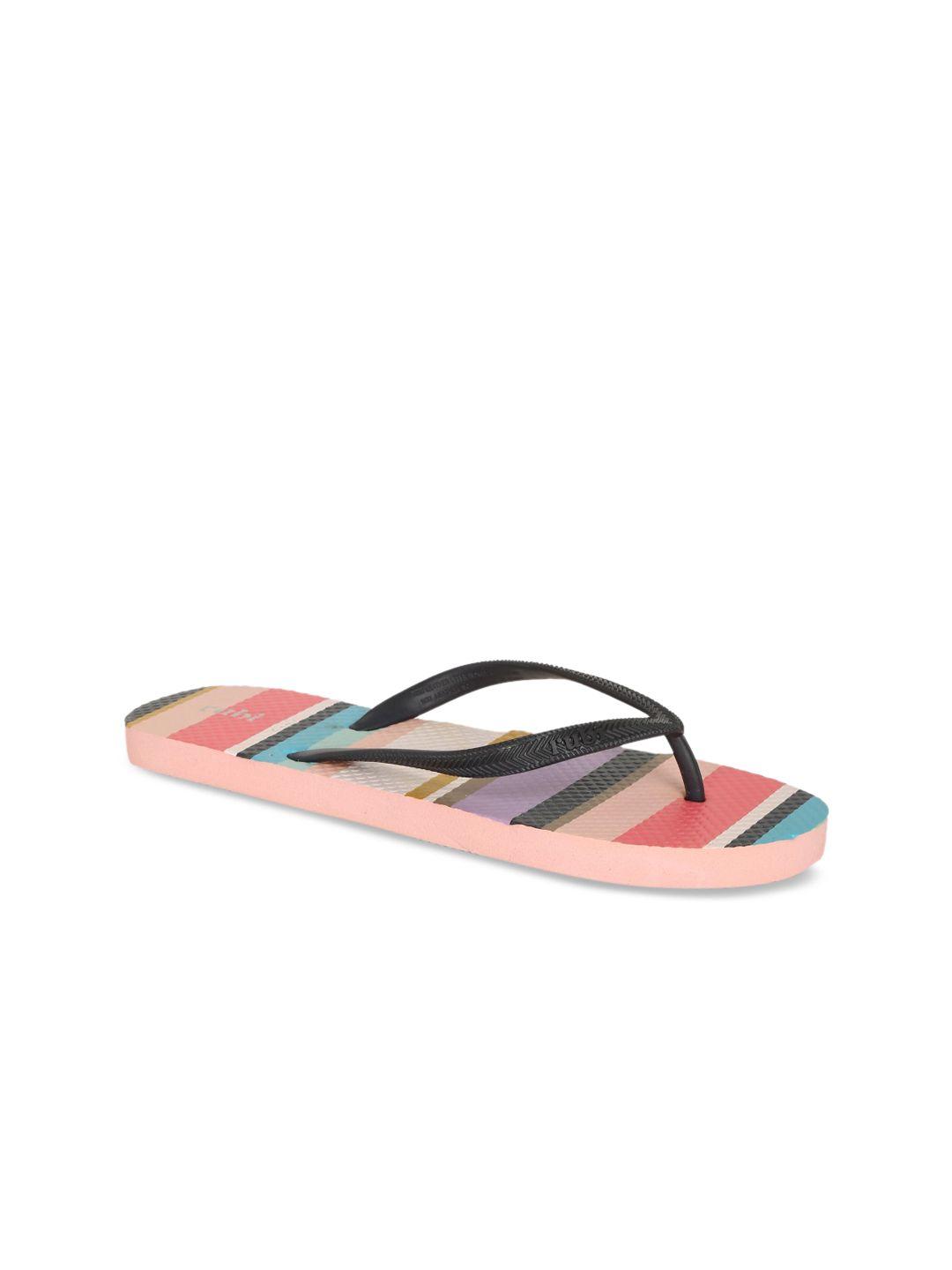 rubi women multicoloured striped thong flip-flops