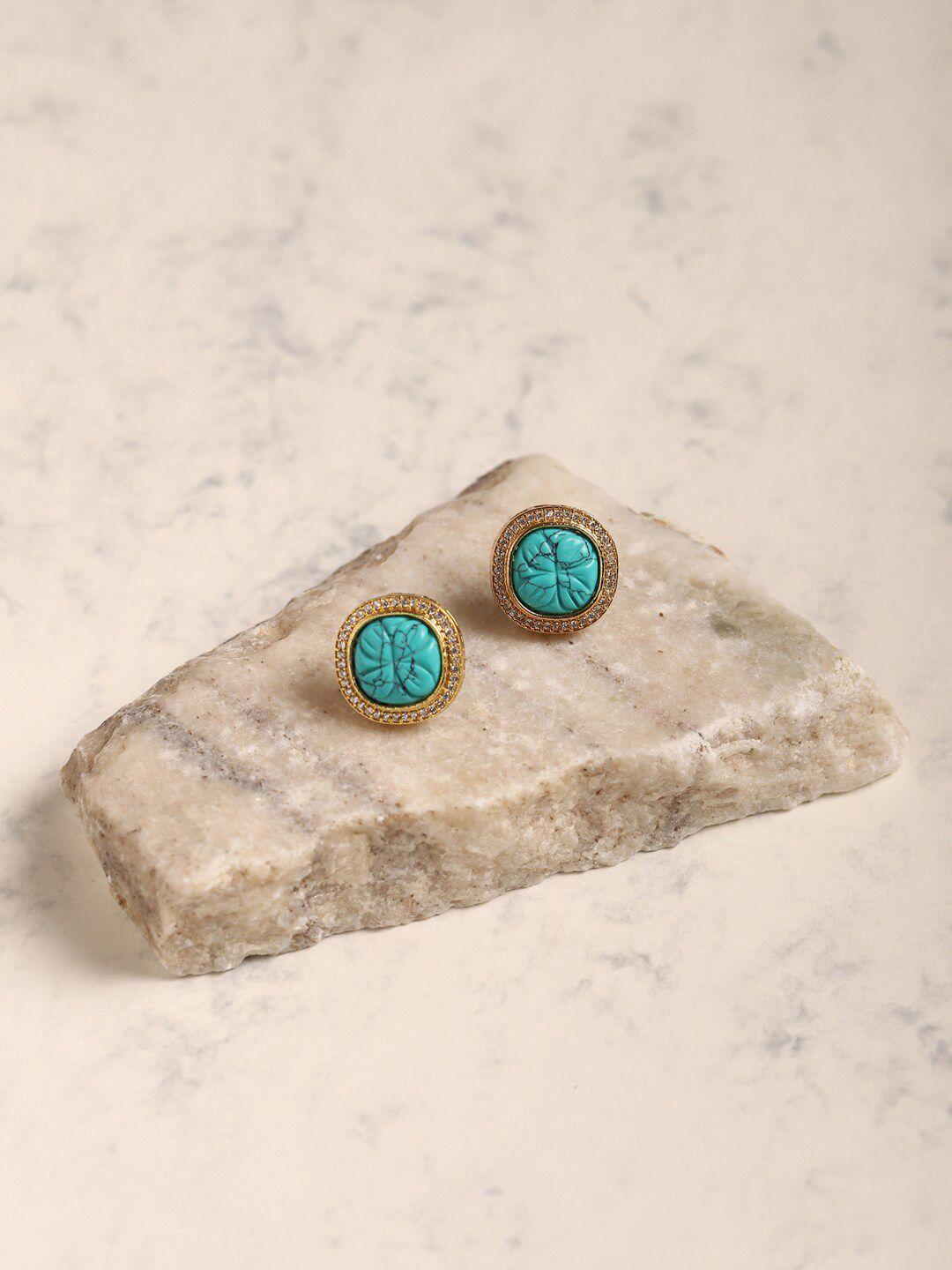 ruby raang blue & gold plated handcrafted  studs earrings