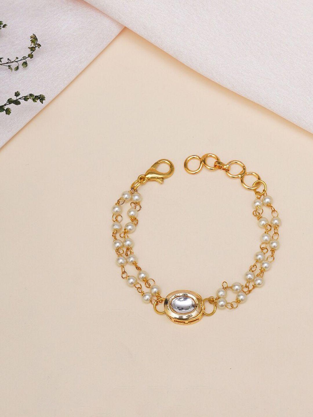 ruby raang girls gold-plated kundan studded link bracelet