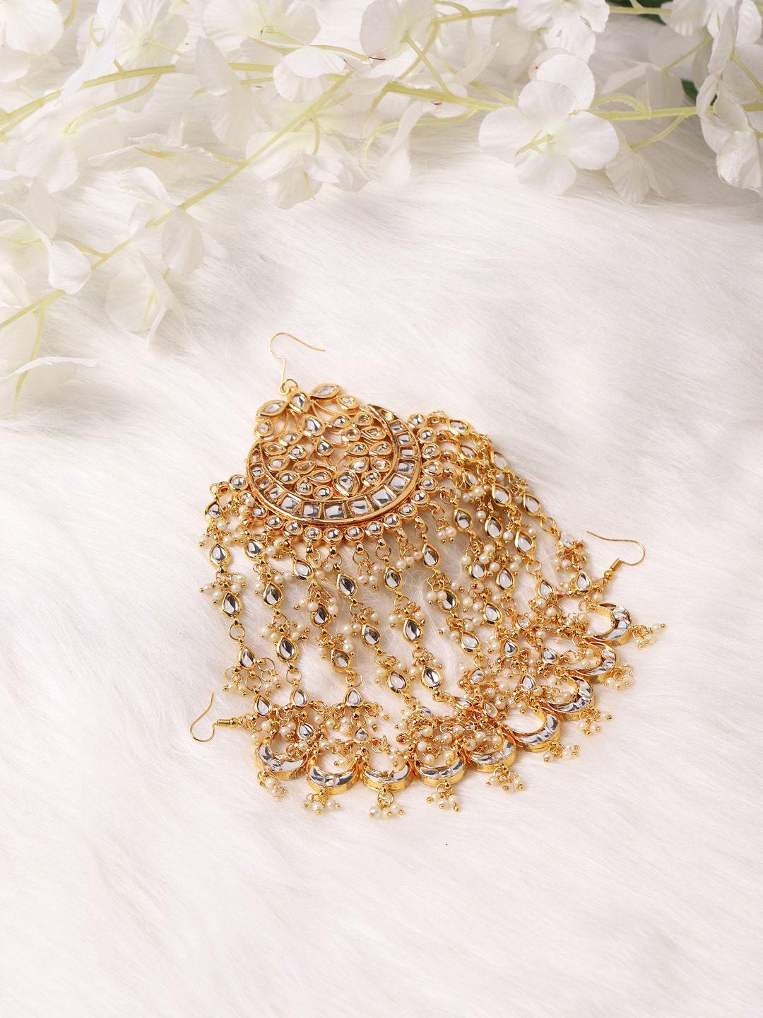 ruby raang gold-plated white kundan jhoomarpassa