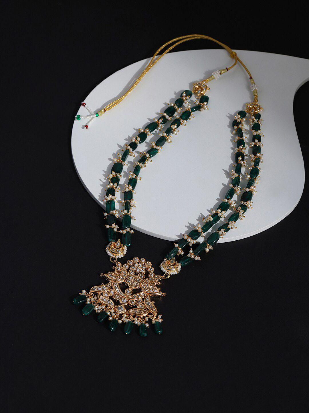 ruby raang gold-toned & green brass gold-plated necklace