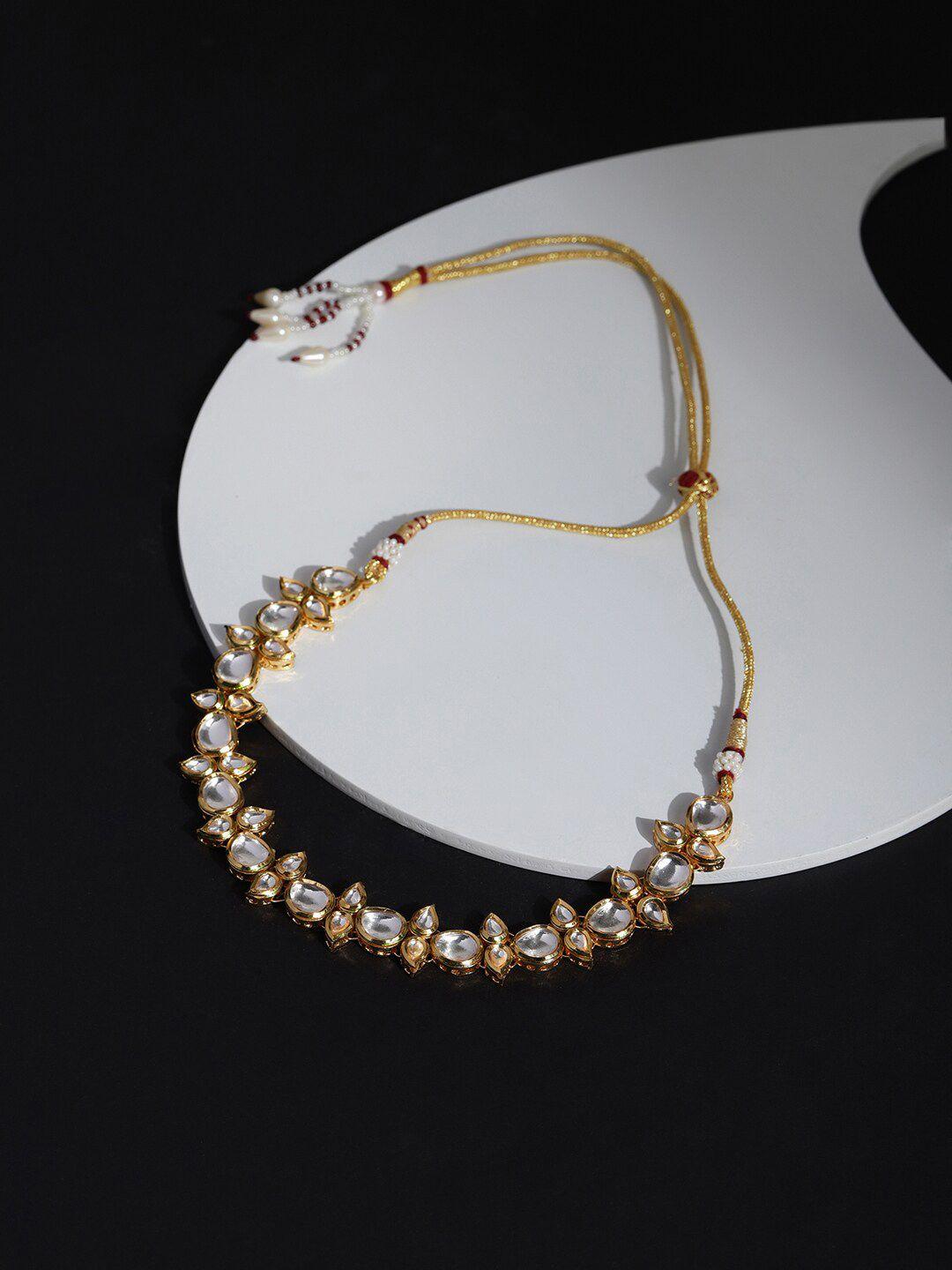 ruby raang gold-toned & white brass gold-plated necklace