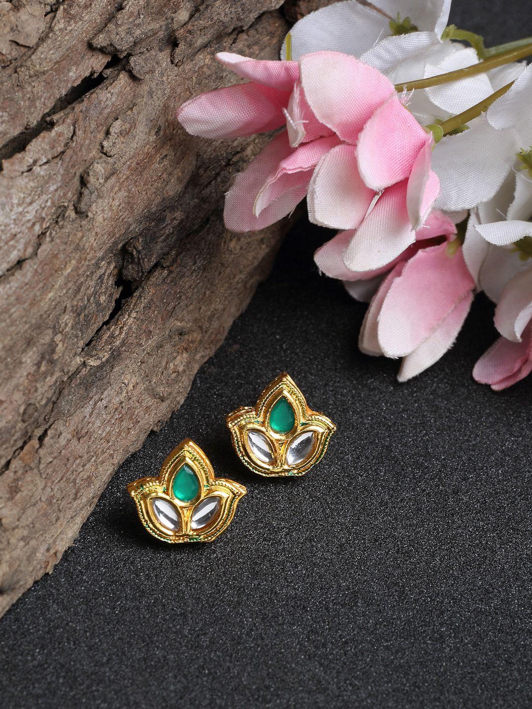 ruby raang gold-toned contemporary studs earrings