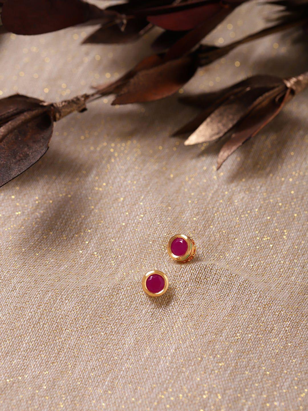ruby raang maroon circular studs earrings