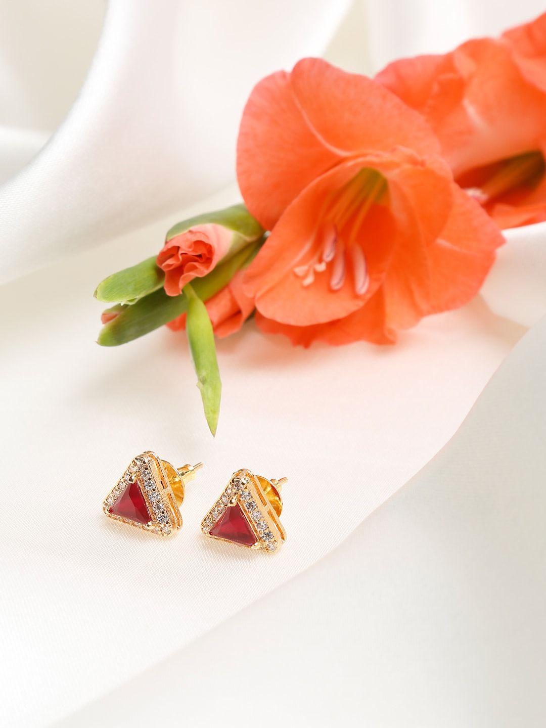 ruby raang maroon contemporary studs earrings