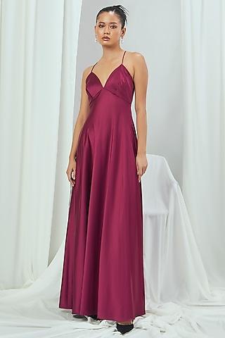 ruby satin slip gown