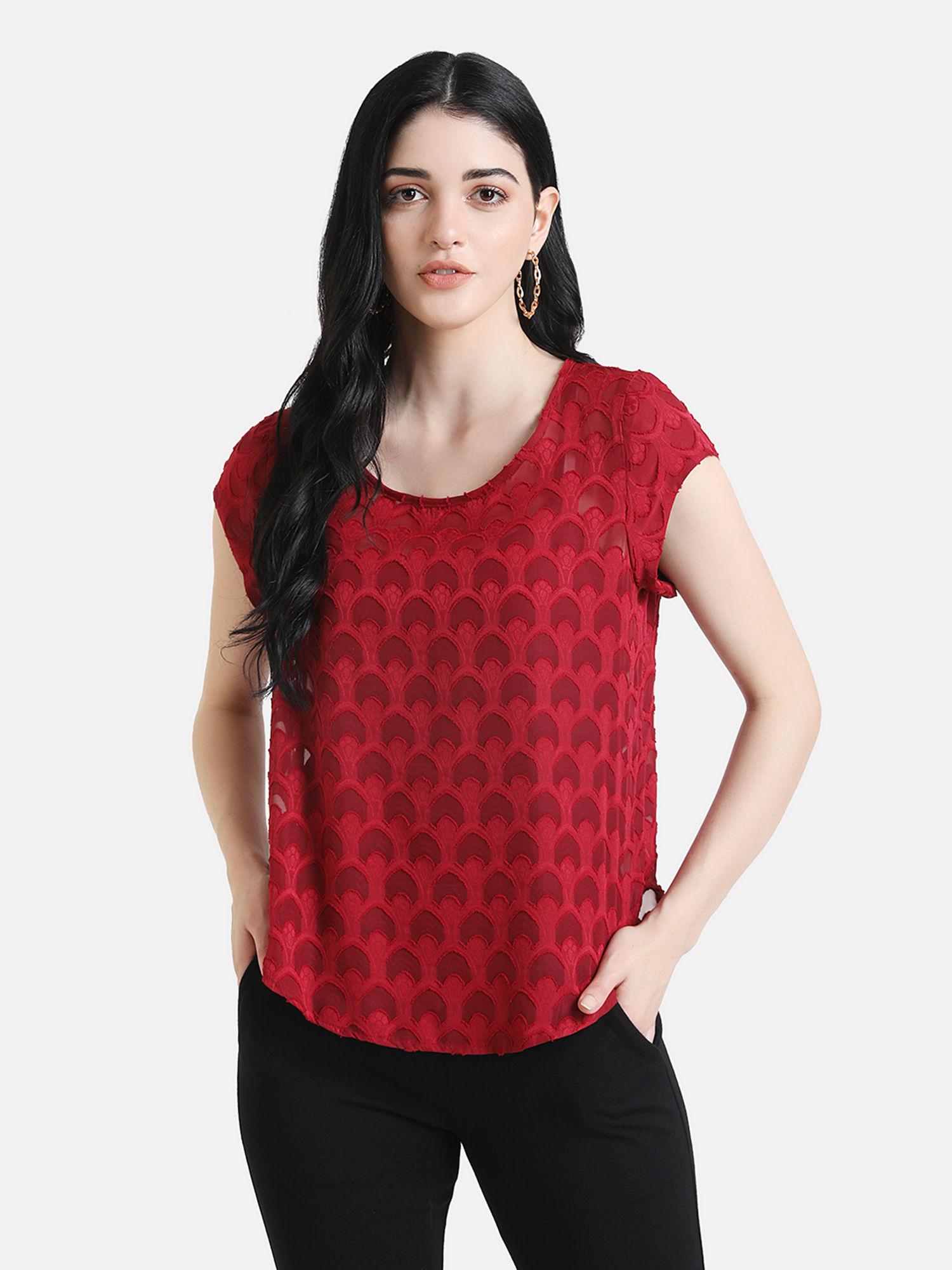 ruby wine patterned top