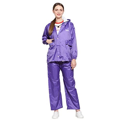 ruby women rain coat for women raincoat for ladies waterproof reversible double layer (queen suit),l,purple