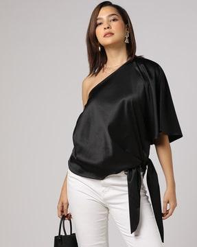 ruched boat-neck top
