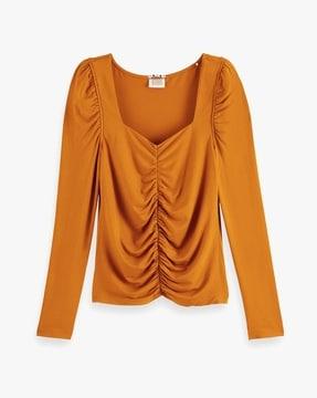 ruched puff sleeves top