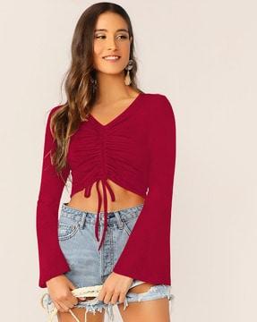 ruched top with bell sleeves