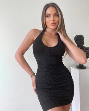 ruched bodycon dress