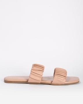 ruched double-strap open-toe sandals